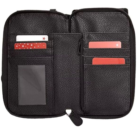 Gianni Bernini Black Genuine Leather Softy Tech Crossbody Wallet - Picture 9 of 12